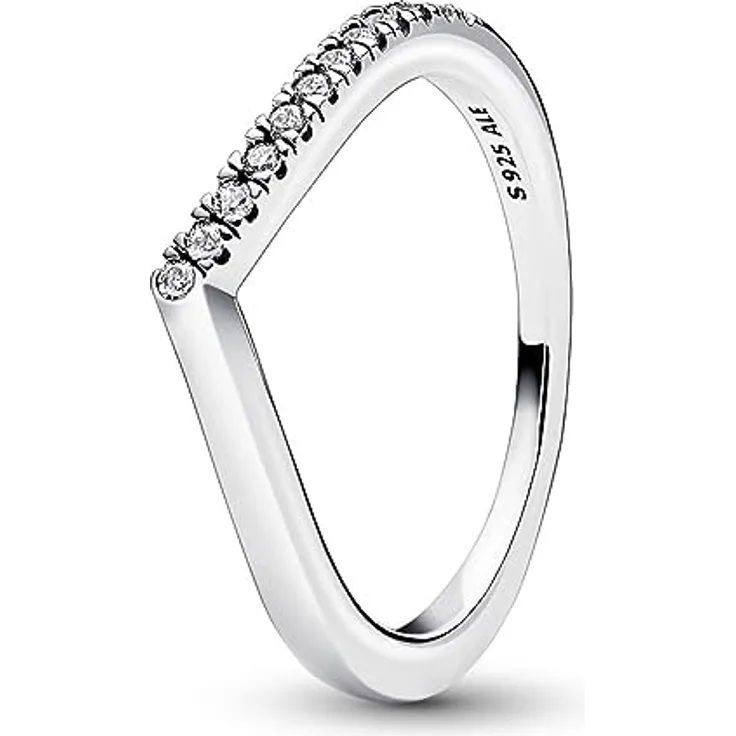 PANDORA Timeless Wishbone Ring in Sterling-Silber, Halb Funkelnder mit 12 runden Cubic Zirkonia, Größe 54, 192394C01-54
