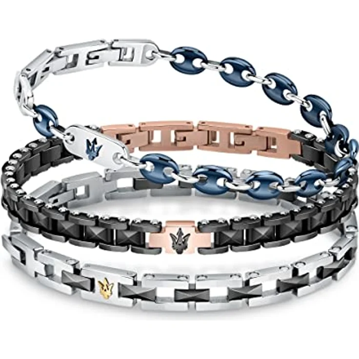 Maserati Ceramic Herren Armband, Edelstahl und Keramik, IP schwarz und IP RG, 21,5 cm, mit Clip-Verschluss - JM422ATZ13 – Bild 4