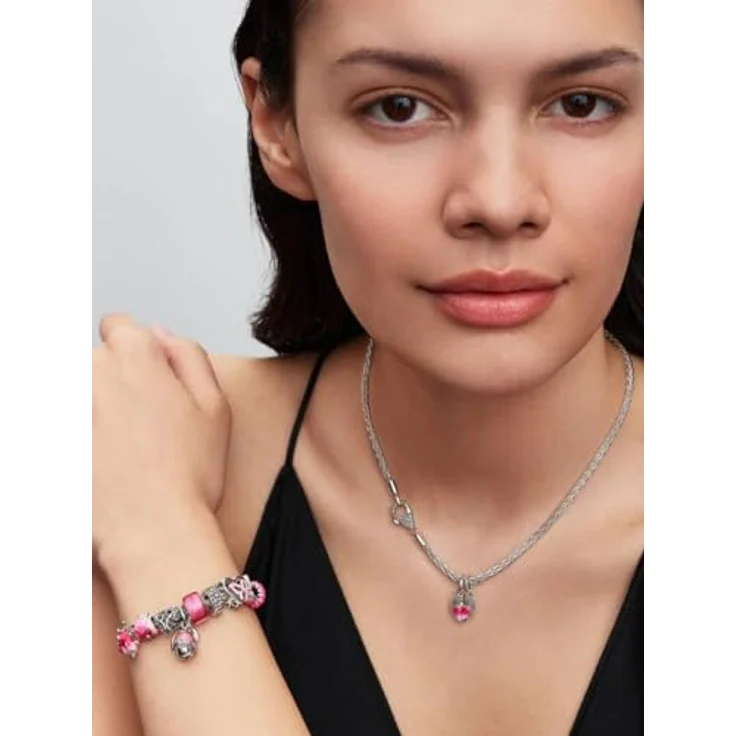 Pandora Silberarmband 594462C01, Damenarmband aus 925 Sterlingsilber mit Fuchsschwanzkette und Pavé-Verschluss, verziert mit Zirkonia – Bild 5