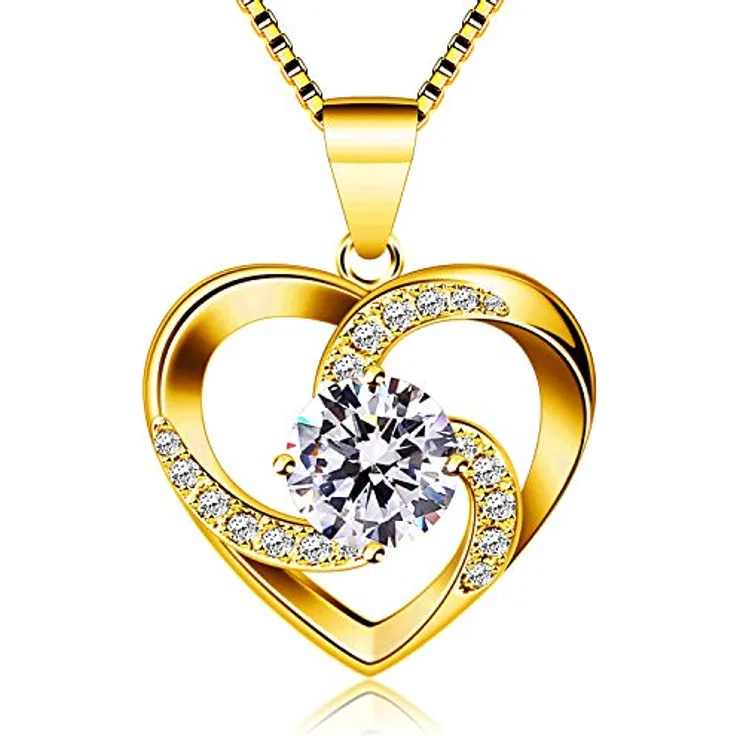 B.Catcher Silber 925 Herzkette Damen, Herzanhänger mit 5A Zirkonia, 45 cm, hypoallergen, elegantes Geschenk für Frauen
