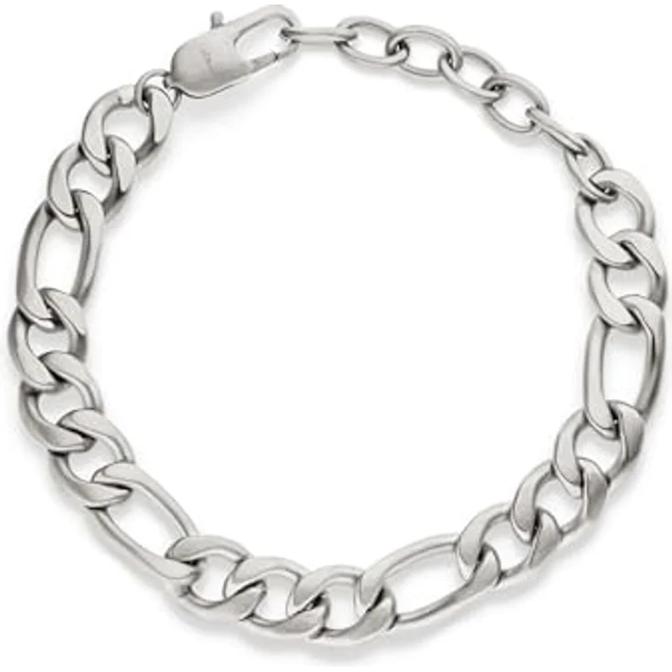s.Oliver Herren Bracelet, Armband aus gebürstetem Edelstahl in Silber, Figaro verstellbar bis 22 cm, wasserfest & hautfreundlich – Bild 1