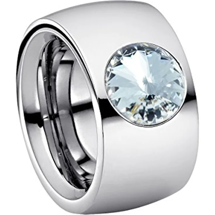 Heideman Damen-Ring coma, Zirkonia Edelstahlring, 10mm, poliert, Größe 52 (16.6) - eleganter Schmuck mit Kristallen für Verlobung und besondere Anlässe