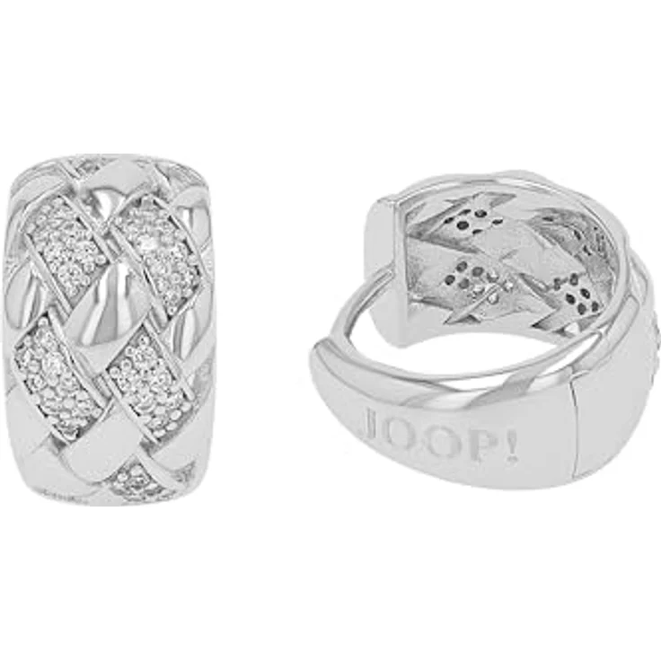 JOOP! Creolen Ohrringe aus 925 Sterling Silber, rhodiniert mit Zirkonia-Steinen, 16 mm, inkl. Schmuck Geschenk Box – Bild 4