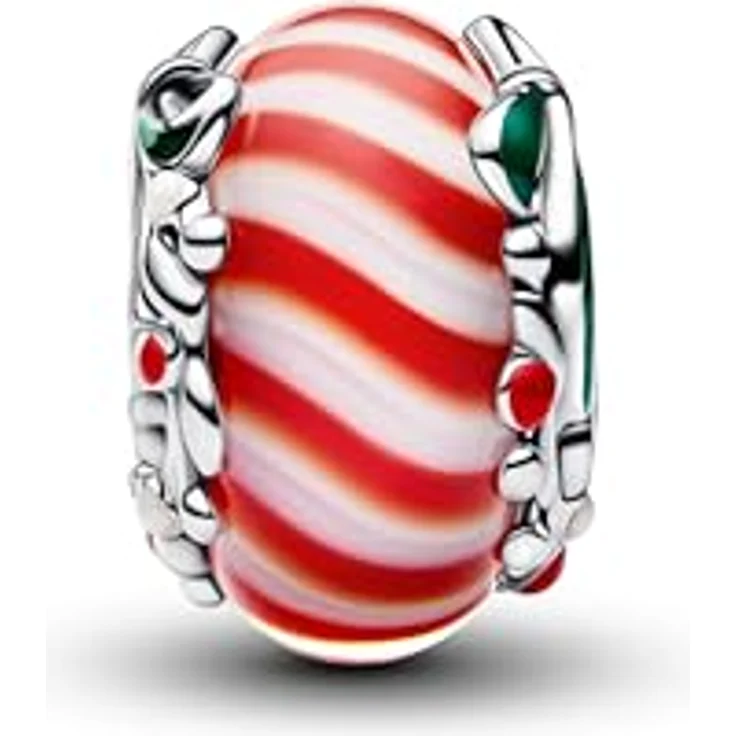 PANDORA Moments Zuckerstange Murano-Glas Charm, Sterling-Silber mit rotem und weißem Murano-Glas, für Moments Kollektion, 794252C01 – Bild 2