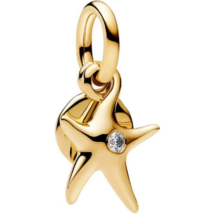 Pandora Charm-Einhänger 763892C01, Seestern aus Sterling-Silber mit 14k-Vergoldung und Zirkonia-Stein