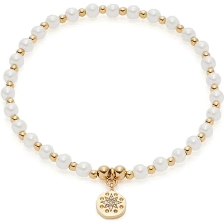 JEWELS BY LEONARDO Armband Ciao Pelena, goldfarbenes Edelstahl mit Imitationsperlen und Edelstahl-Kügelchen, 19,5 cm, Damen Schmuck, 021178 – Bild 1