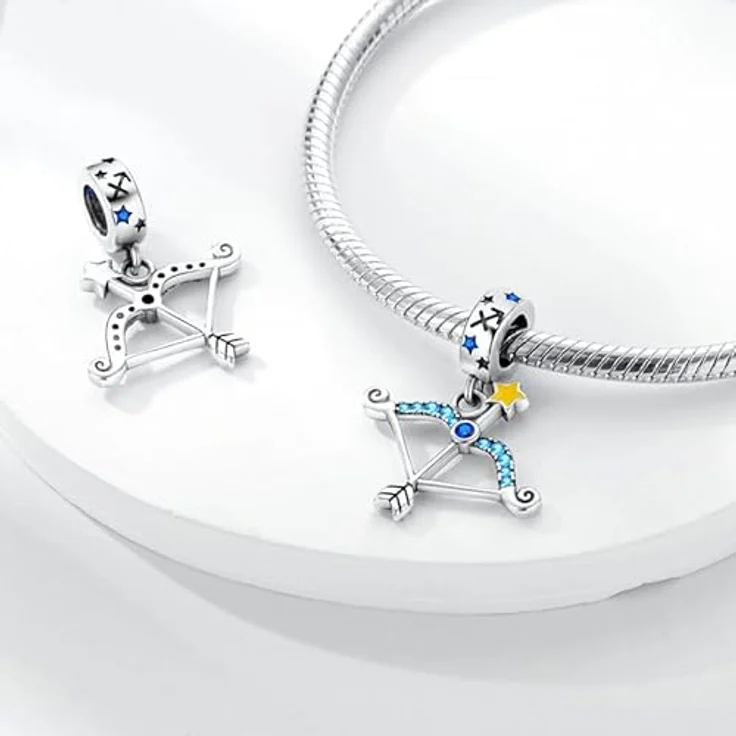 Pandach Damen Charm Anhänger Sternzeichen, 925 Sterling Silber mit Zirkonia, 12 Sternbilder kompatibel mit Pandora Armband und Halskette – Bild 2