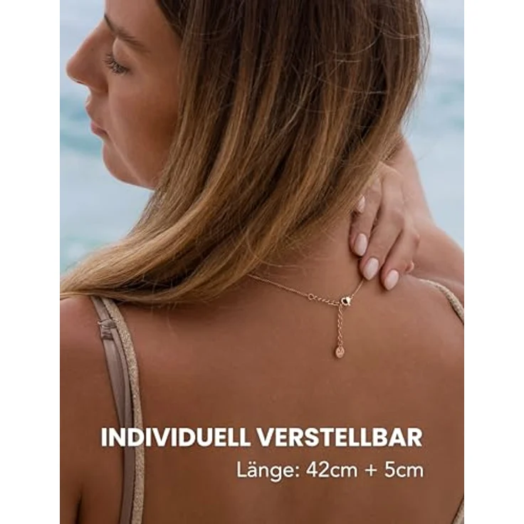 GD GOOD.designs Herzkette Roségold mit Zirkonia-Anhänger | Elegante Kette aus 316L Edelstahl, verstellbar 42-47 cm für Damen – Bild 4