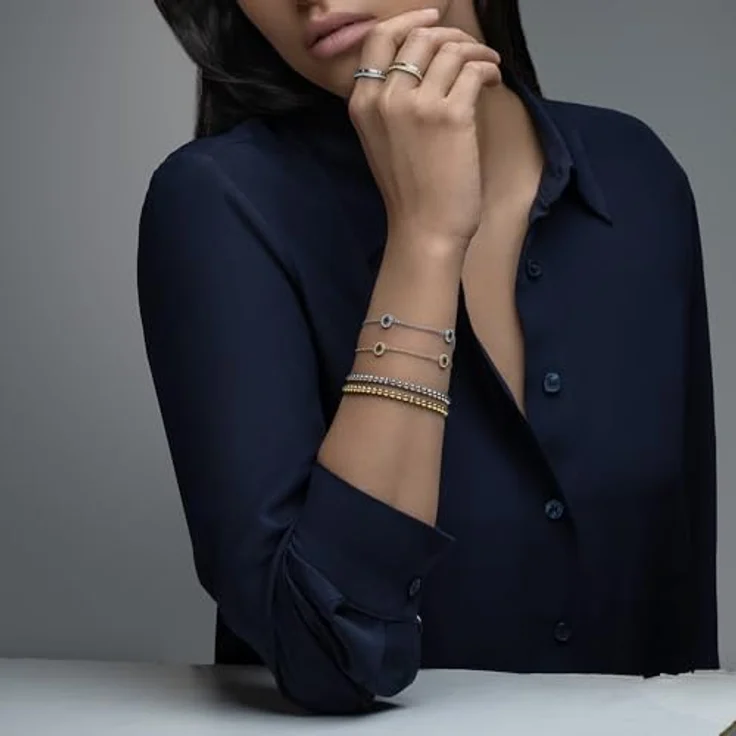 Tommy Hilfiger Jewelry Damen-Armband aus Edelstahl mit gelbvergoldeten Metallperlen und ikonischen Streifen, Innenumfang 165 mm, flexibler Stretchverschluss – Bild 5