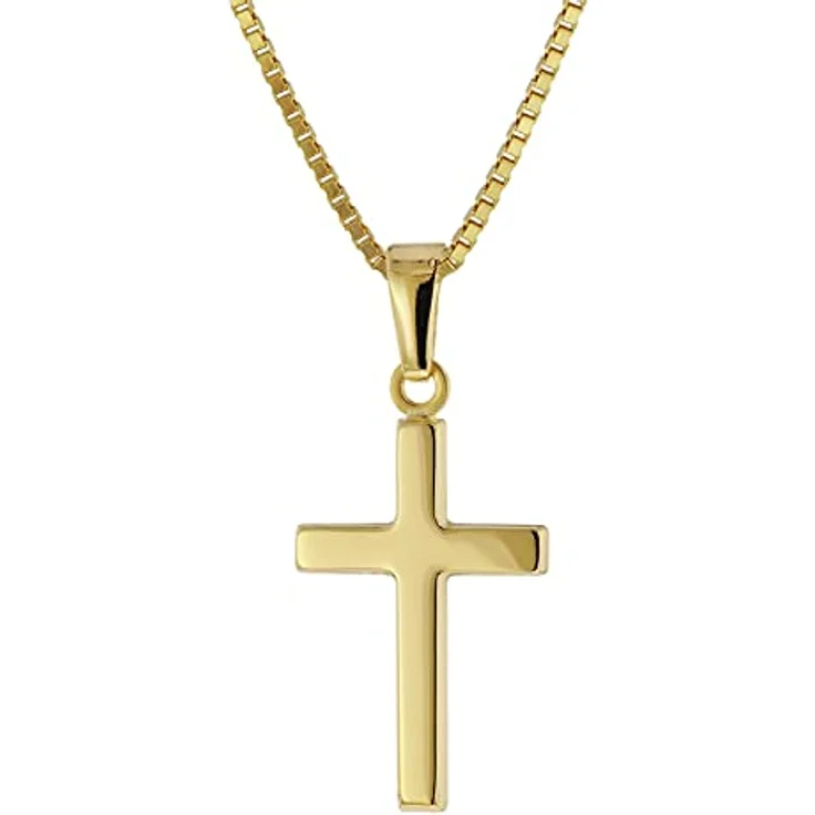 trendor Damen Kreuz-Anhänger 333 / 8K Gold mit vergoldeter Silberkette, 42 cm, inkl. Schmuck-Box – Bild 1