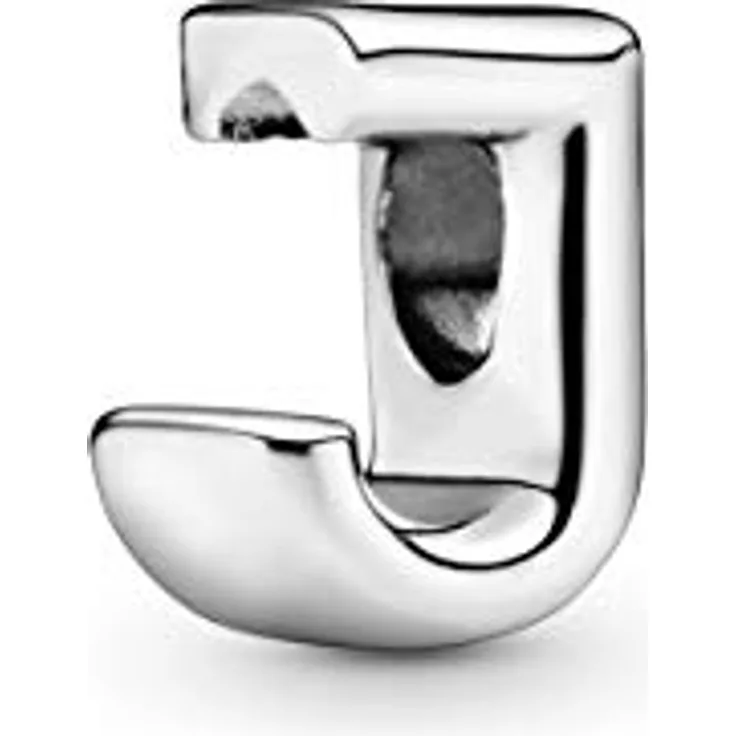 PANDORA Moments Buchstabe J - wendbares Alphabet-Charm aus Sterling-Silber mit geprägten Herzen und Perlen - kompatibel mit Moments Armbändern