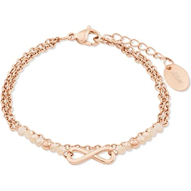 s.Oliver Damen Armband mit Infinity Anhänger, Edelstahl IP Rose, Apricotfarben, Länge 16-20 cm, Geschenkbox – Bild 1