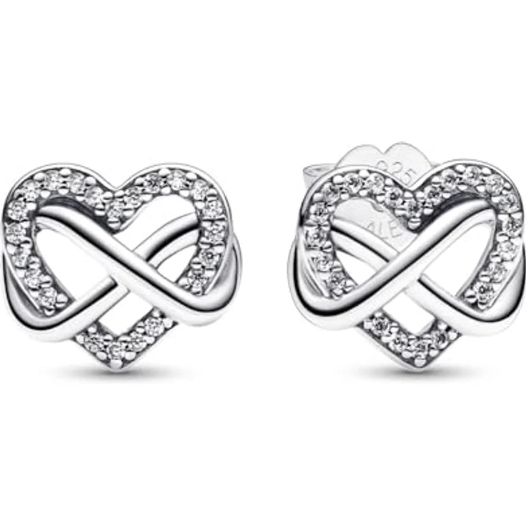 Pandora Ohrstecker Moments 292667C01, 925er Silber mit Herz-Motiv und Zirkonia-Besatz, strahlendes Weiß – Bild 1