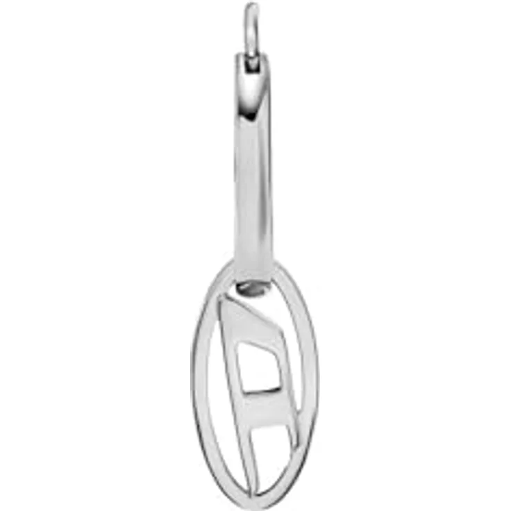 Diesel Herren-Ohrringe, Edelstahl dangle Earrings mit Hoops, silberfarben, poliert, 3,21 cm lang
