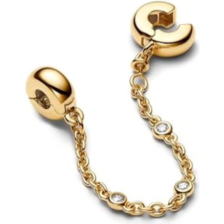 PANDORA Moments Komfortkette mit drei klaren Zirkonia-Steinen, Sterling Silber und vergoldeter Metalllegierung, kompatibel mit Moments Armbändern, 763515C01-05 – Bild 2