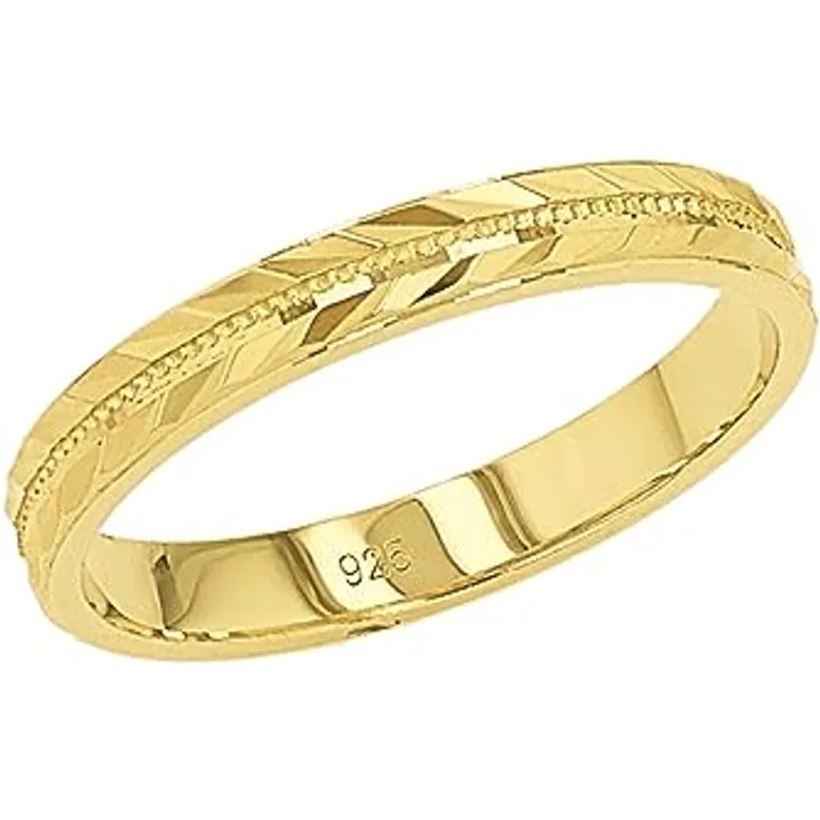 Amor Ring 925 Sterling Silber, Damen Ring mit gemusterter Oberfläche, Gold, in Schmuck Geschenk Box, 2037388