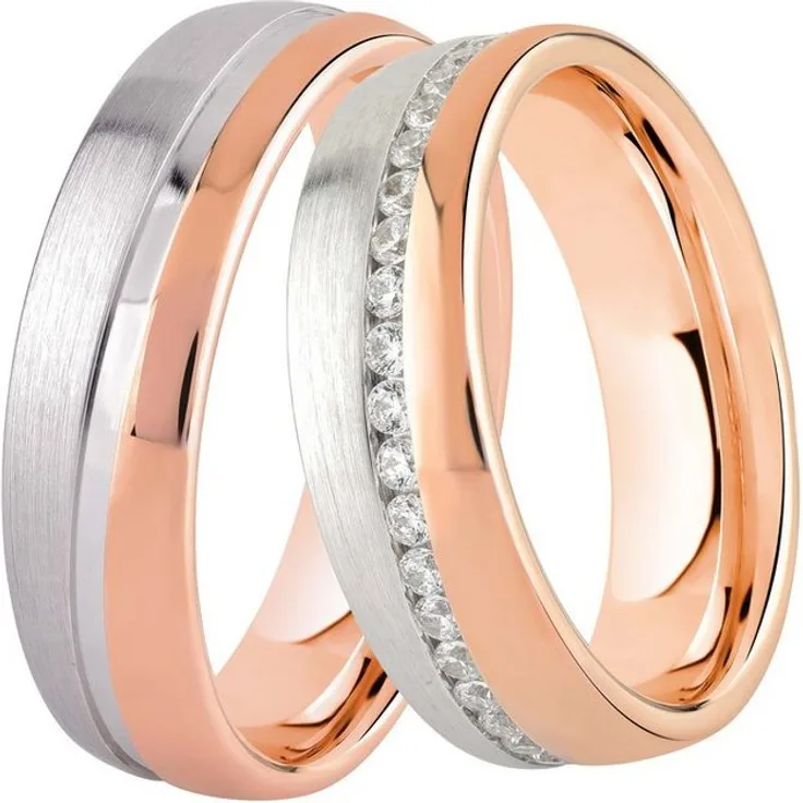 DOOSTI Trauring Ehering Partnerring LIEBE, Silber 925, wahlweise mit oder ohne Zirkonia
