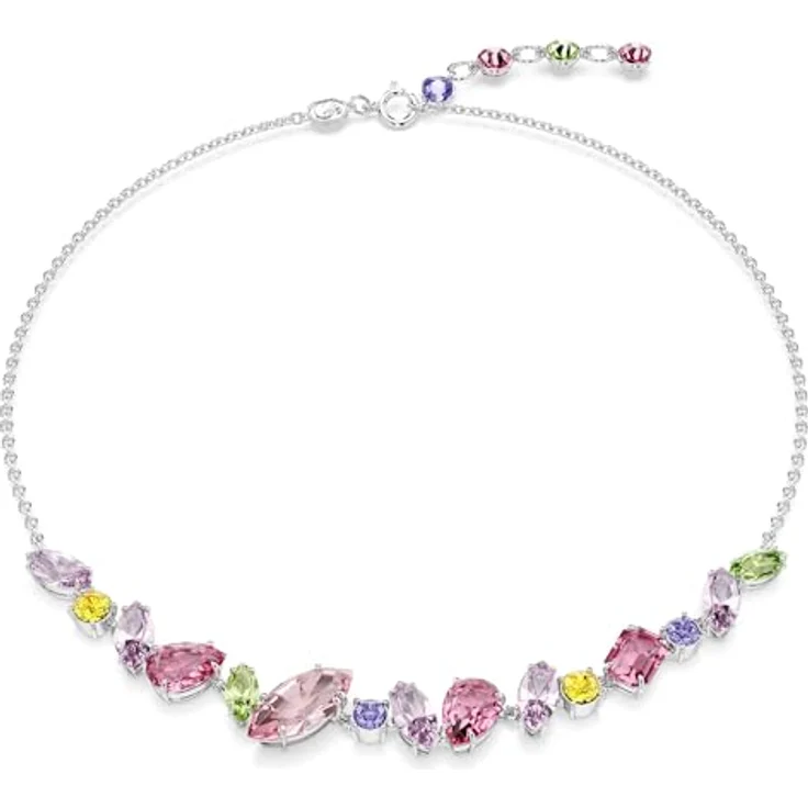 Swarovski Gema Halskette, Rhodinierte Damenkette mit Mehrfarbigen Swarovski Kristallen und Einzigartigem Schliff – Bild 1