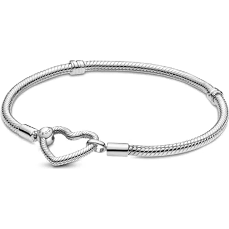 PANDORA Armband Moments "Herzverschluss", silber, 21 cm, aus Sterling-Silber mit Schlangenglieder-Design, geeignet für 18-25 Charms – Bild 2