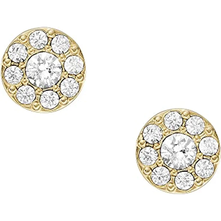 Fossil Ohrstecker Jewelry JF04375710, Gold mit strahlend weißen Glassteinen, 0,7 cm – Bild 1