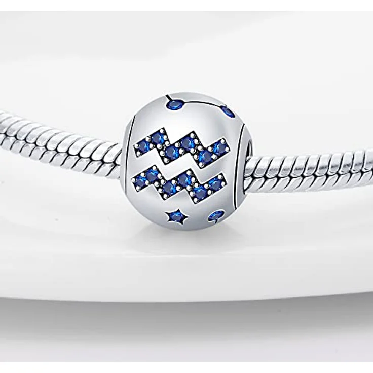 TINSLO Charm Anhänger Sternzeichen in 925 Sterling Silber, 12 Sternbilder Beads für Pandora Halskette, kompatibel mit europäischen Armbändern – Bild 2