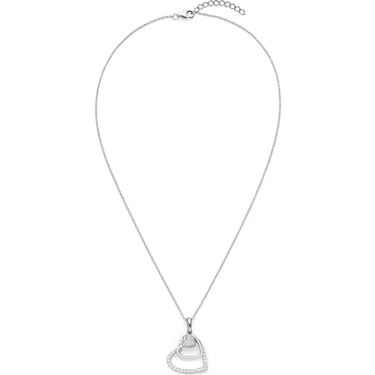 s.Oliver Damen Halskette, 925er Silber mit verschiedenen Herz Designs, 450 mm, Karabinerverschluss, elegant & zeitlos, perfekte Geschenkidee – Bild 3