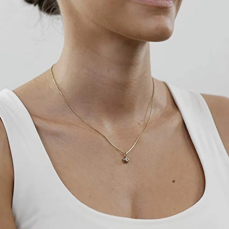 trendor Gold Anhänger mit Zirkonia an goldplattierter Venezia-Kette, 333er Gold, 40 cm, zeitloser Halsschmuck für Damen, ideal als Geschenk – Bild 5