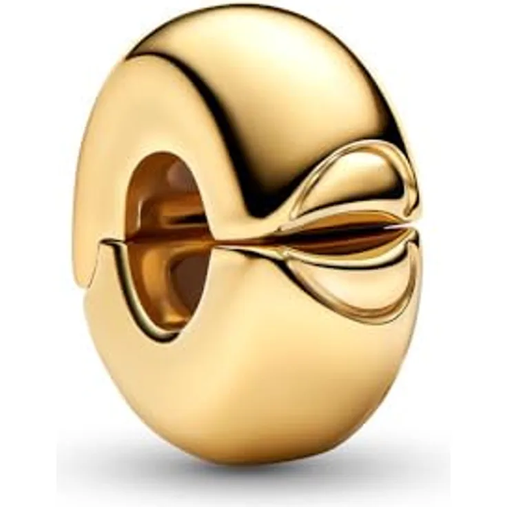 PANDORA Moments Rundes Clip-Charm, Sterling Silber mit vergoldeter Metalllegierung, Herzmotiv, kompatibel mit Moments, 763678C00