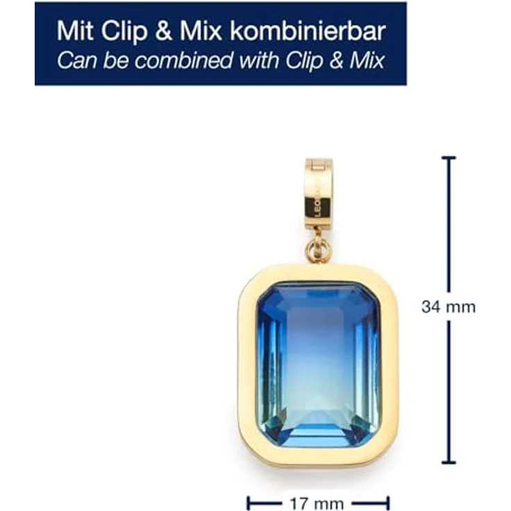 JEWELS BY LEONARDO Anhänger Clip & Mix Priska, Ketten-Anhänger aus goldfarbenem Edelstahl mit facettiertem Baguette Stein, Allergikerfreundlich, 3,4 x 1,7 x 0,8 cm – Bild 2
