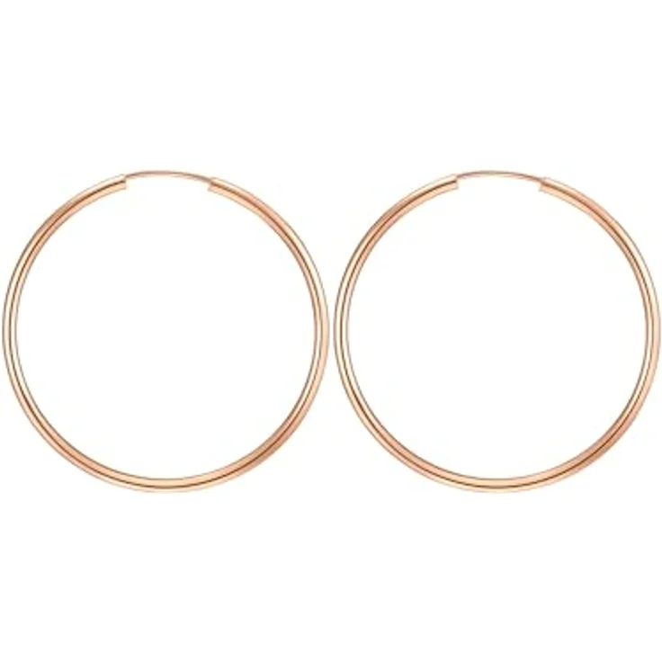 Rafaela Donata Damen-Creolen 925 Sterling Silber, 40mm rund, rosevergoldet, hochwertige Basic Ohrringe für Damen – Bild 2