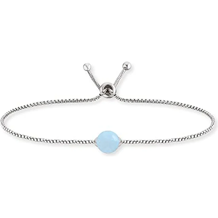 Engelsrufer Damen Armband ERB-LILGEM-BA, aus Sterling Silber mit blauer Achat Kraftstein Anhänger, verstellbarer Schiebeverschluss, nickelfrei – Bild 1