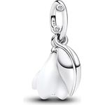 PANDORA Moments Schneeglöckchen Charm-Anhänger, Sterling-Silber mit Zirkonia und weißem Murano-Glas, Kompatibel mit ME und Moments, 794239C01