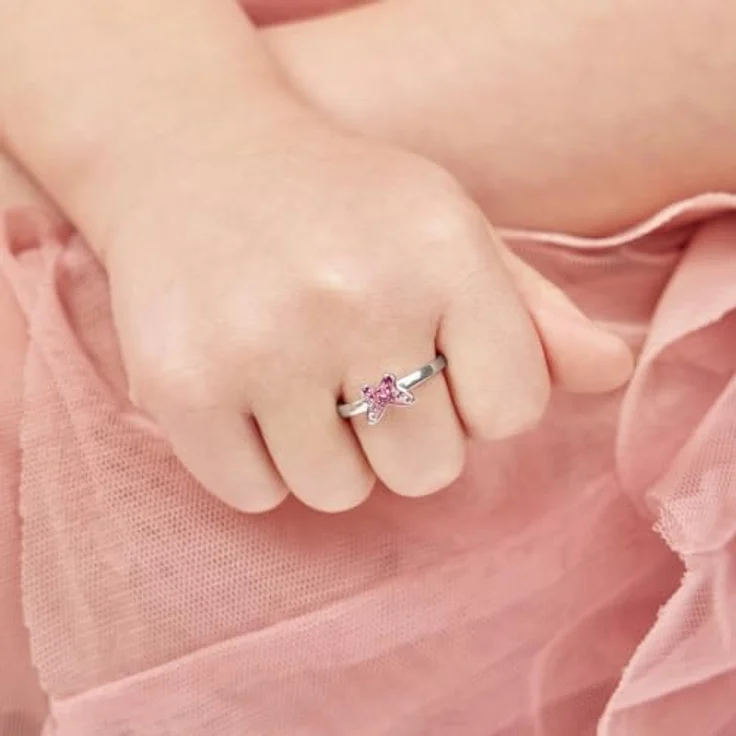 Prinzessin Lillifee Fingerring Schmetterling, rosa mit Preciosa Crystal, verstellbar aus 925 Sterling Silber – Bild 5