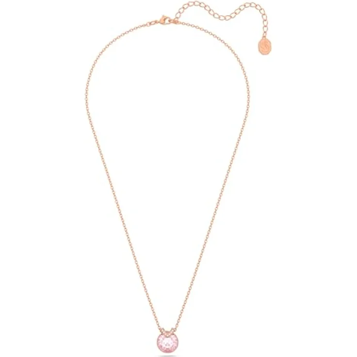Swarovski Bella Halskette, Rosé Vergoldete Damenhalskette mit Rosa Anhänger und schimmerndem Pavé – Bild 2