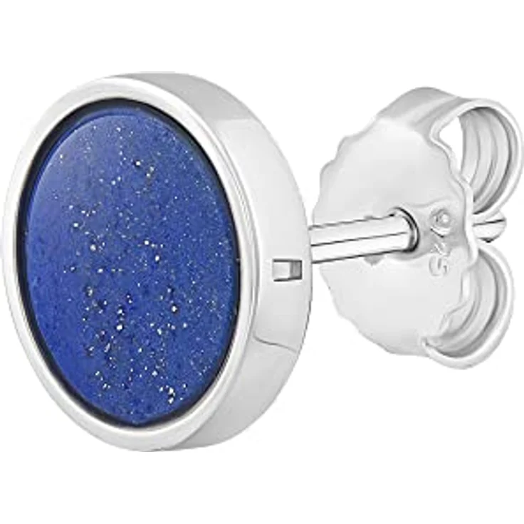 caÏ Herren Single-Ohrstecker 925/- Sterling Silber mit glanzvollem weißen Lapislazuli, 0,9 cm – Bild 1