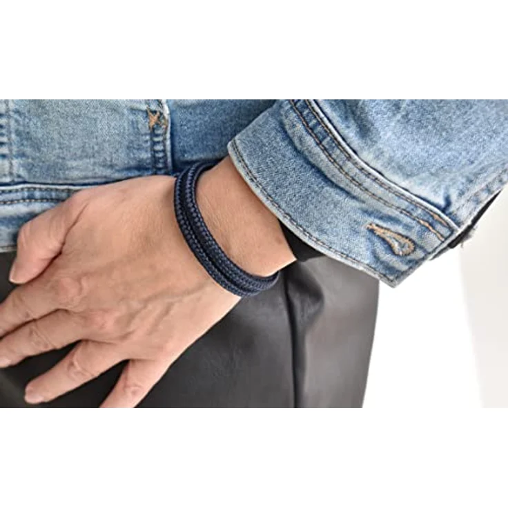 Galeara Noa Premio, Segeltau Armband Geflochten mit Magnetverschluss, Dunkelblau - Silber, 225 mm – Bild 2