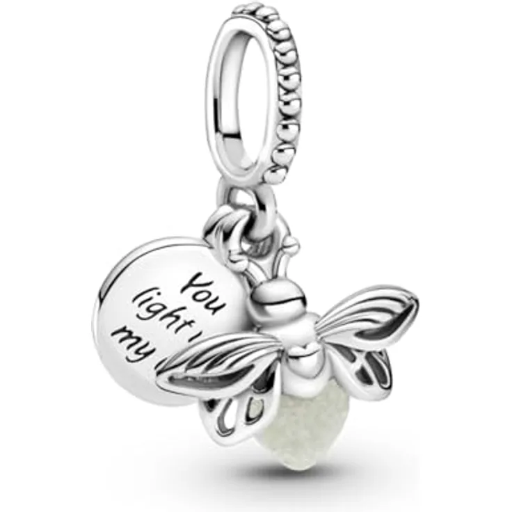 Pandora Charm-Einhänger 799352C01, Glühwürmchen, leuchtet im Dunkeln, aus Glas, sterling Silber, 11,1 mm Höhe