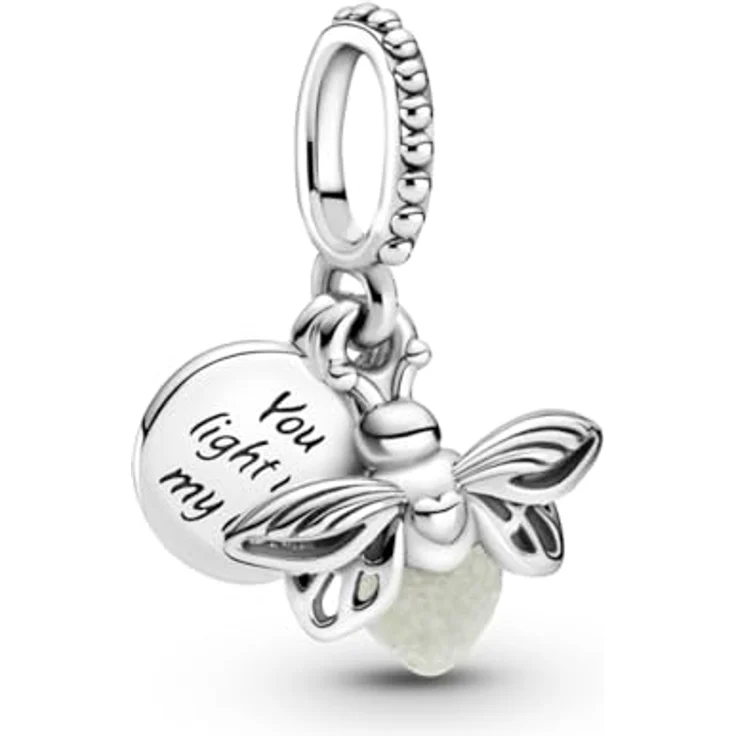 Pandora Charm-Einhänger 799352C01, Glühwürmchen, leuchtet im Dunkeln, aus Glas, sterling Silber, 11,1 mm Höhe – Bild 1