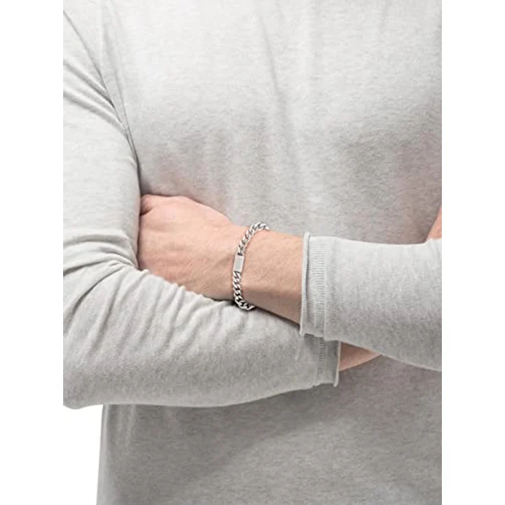 BOSS Jewelry Gliederarmband für Herren, Kollektion CHAIN LINK, polierter Edelstahl, Innenumfang 19 cm, graviertes Logo, magnetischer Verschluss, 2 Größen verfügbar – Bild 3