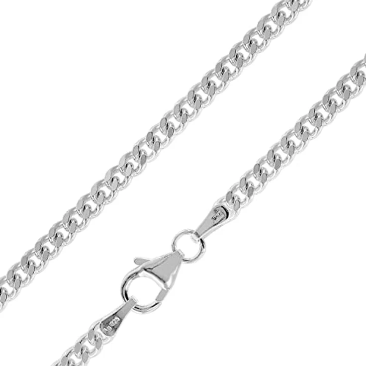 trendor Herren Halskette 925 Silber Flachpanzerkette 2,7 mm breit, modischer Halsschmuck aus echtem Sterlingsilber, 45 cm, Made in Germany, Geschenkidee – Bild 1