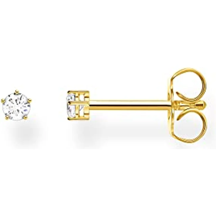 Thomas Sabo Einzel Ohrstecker, kleiner weißer Stein, vergoldetes Silber, H2147-414-14 – Bild 1