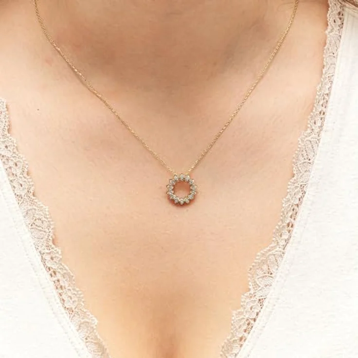 Diamonds by Ellen K. Damen Halskette 375/- Gold, 42/45cm, glänzend, mit gelbem Diamant 0,10ct, inkl. Etui – Bild 3