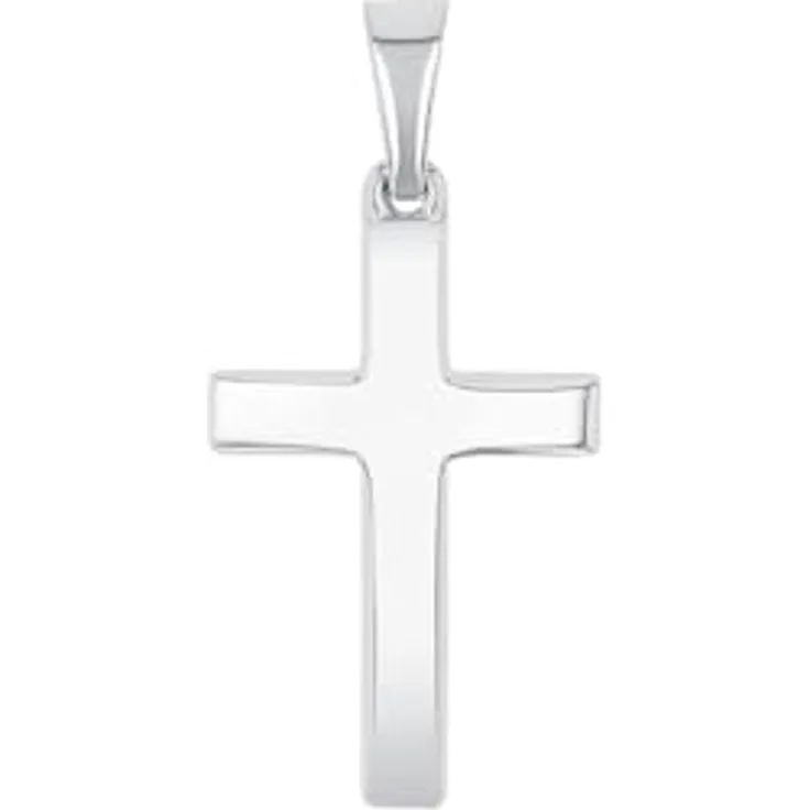 Amor Motivanhänger, Unisex Kreuz-Anhänger aus Weißgold 375/9ct, 2,5 cm, inkl. Schmuck Geschenkbox