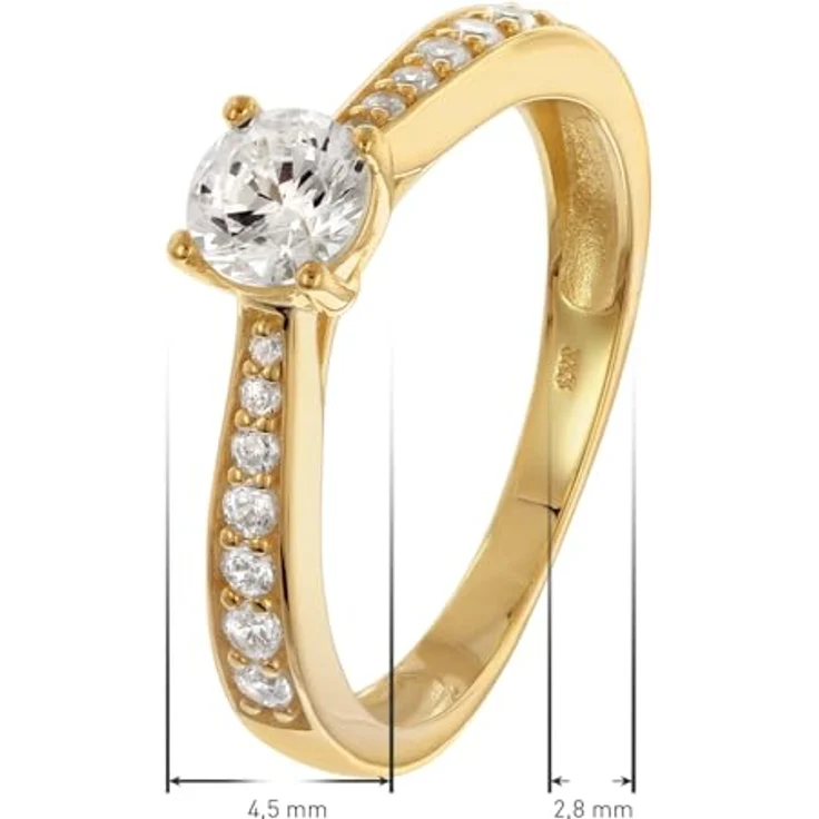 GLIZZ Damenring Gold 333/8K mit Zirkonia, elegantes Schmuckstück für Frauen, Ringgröße 52/16,6, hochwertiges Accessoire in Geschenkverpackung – Bild 4