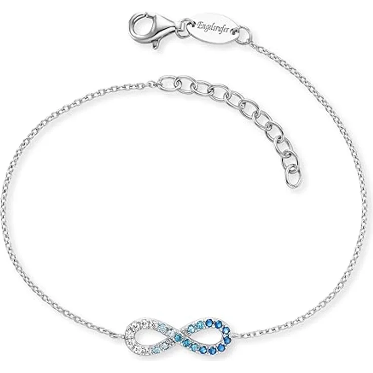 Engelsrufer Armband Infinity Ocean, Damen, 925er Sterlingsilber vergoldet, Zirkonia Multicolor, verstellbare Länge 17+3 cm, Karabinerverschluss