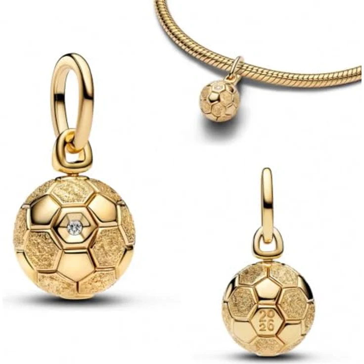 WEIMU Golden Charms 925 Sterling Silber Charm, Fußball Design für Armband & Halskette, hypoallergen und nickelfrei – Bild 1