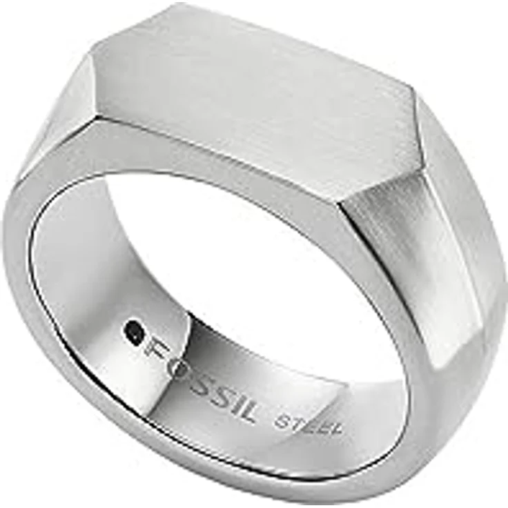 Fossil Herren-Edelstahlband Ring, silberfarben mit schwarzem Finish – Bild 3