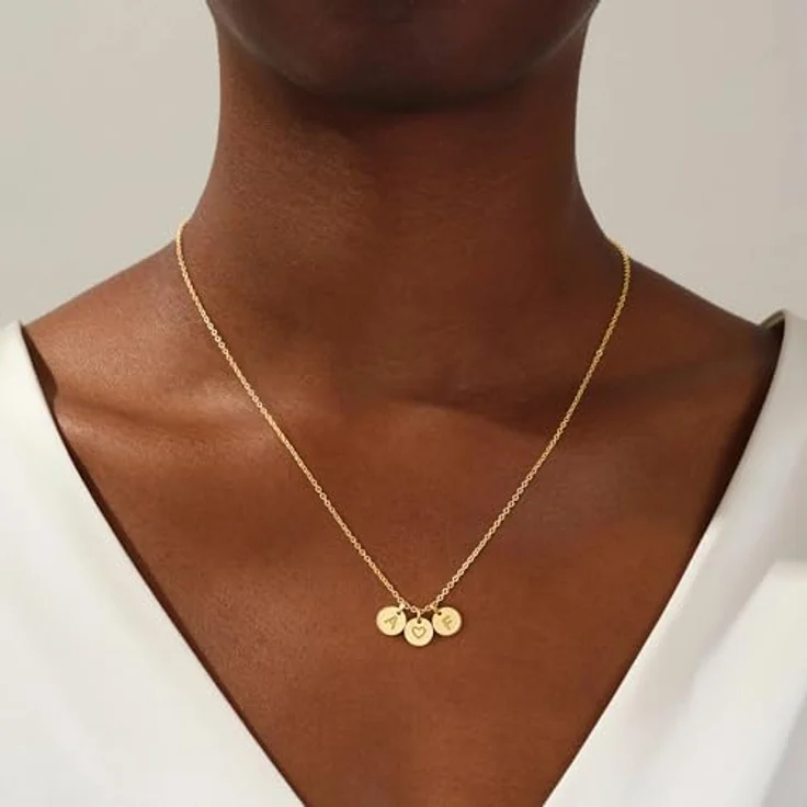 TINGN Doppel Buchstabenkette mit Herz, personalisierte 14-karätige Gold Halskette für Damen, A F, 18"+2.5" verstellbar, hypoallergen – Bild 2
