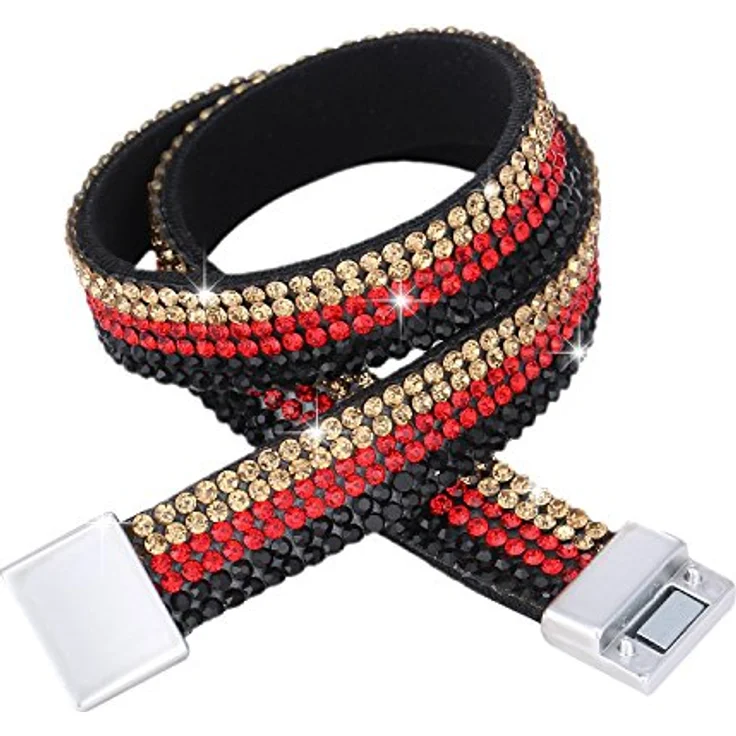 Morella Damen Armband Deutschland Fan, Glitzer Wickelarmband in Schwarz-Rot-Gold, 38 cm – Bild 3