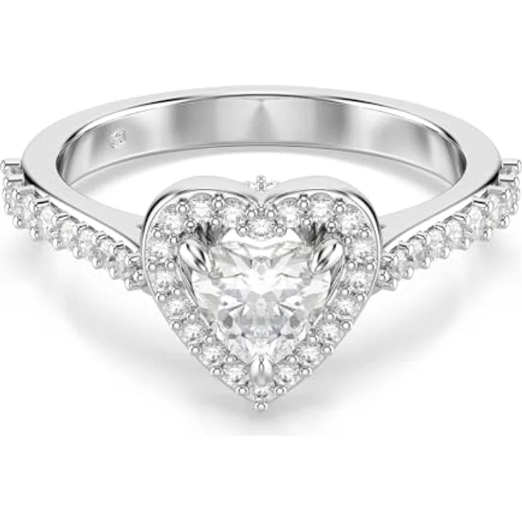 Swarovski Una Angelic Motivring, Herzform, Weiß, Rhodiniert mit Swarovski Zirconia und Kristallpavé – Bild 1